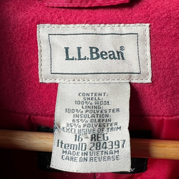 LL BEAN Classic Lambswool Duffel Coat Hooded  Toggle  Thinsulate Italy Long 16 - Picture 3 of 10